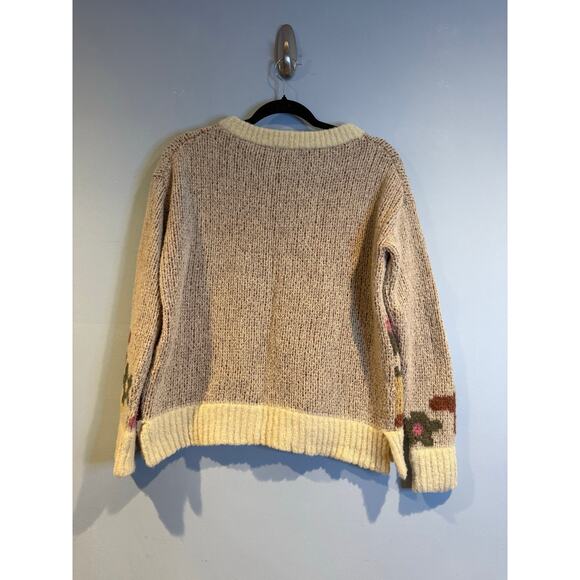 TOAD&CO Floral Wool Blend Sweater XS Cream Multicolor - Picture 2 of 8